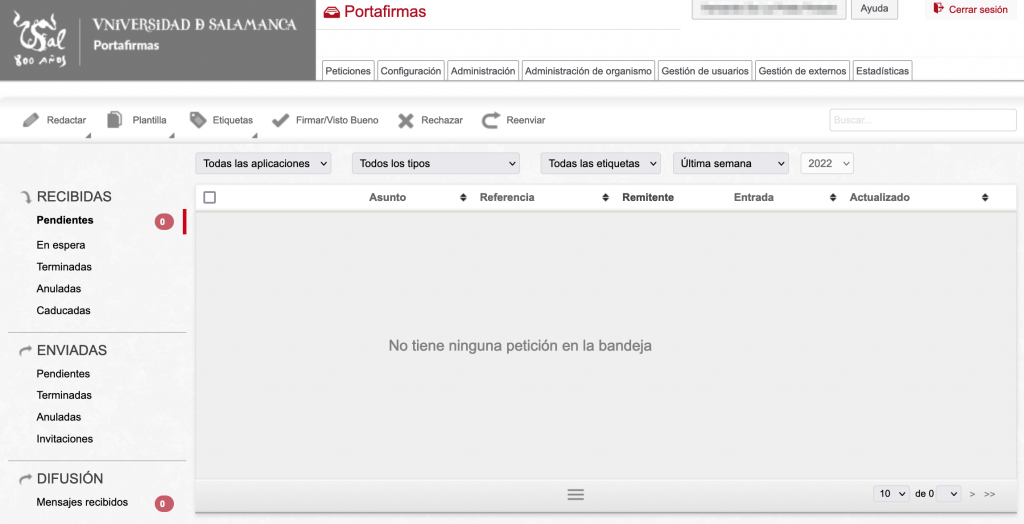 Detalle aplicación Portafirmas