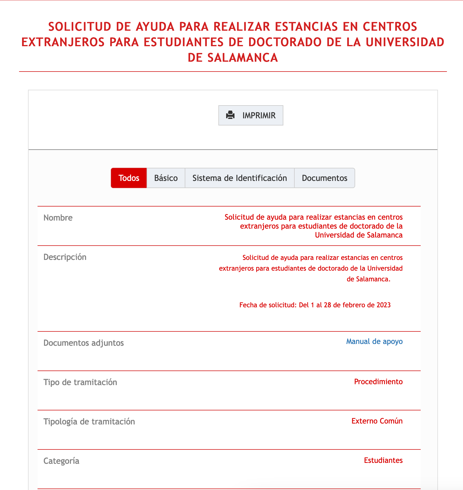 ayuda para realizar estancias en centros extranjeros para estudiantes de doctorado de la Universidad de Salamanca