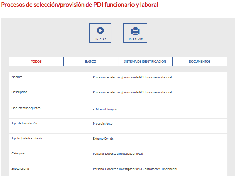 Procesos de selección/provisión de PDI funcionario y laboral